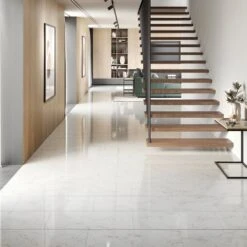 Liberty Floors Carrara Marble - Lustre Stone 8mm High Gloss Laminate Flooring (223773) -Real Wood Flooring Store carrara marble lustre stone 8mm high gloss laminate flooring 223773 p90003 207841 image