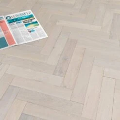 Liberty Floors Ivory White Oak - Herringbone Parquet 14mm Engineered Real Wood Flooring (219387) -Real Wood Flooring Store ivory white oak herringbone parquet 14mm engineered real wood flooring 219387 p85835 201396 image