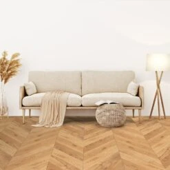 Liberty Floors Natural Oak Oiled - Chevron 15mm Engineered Real Wood Flooring (249204)