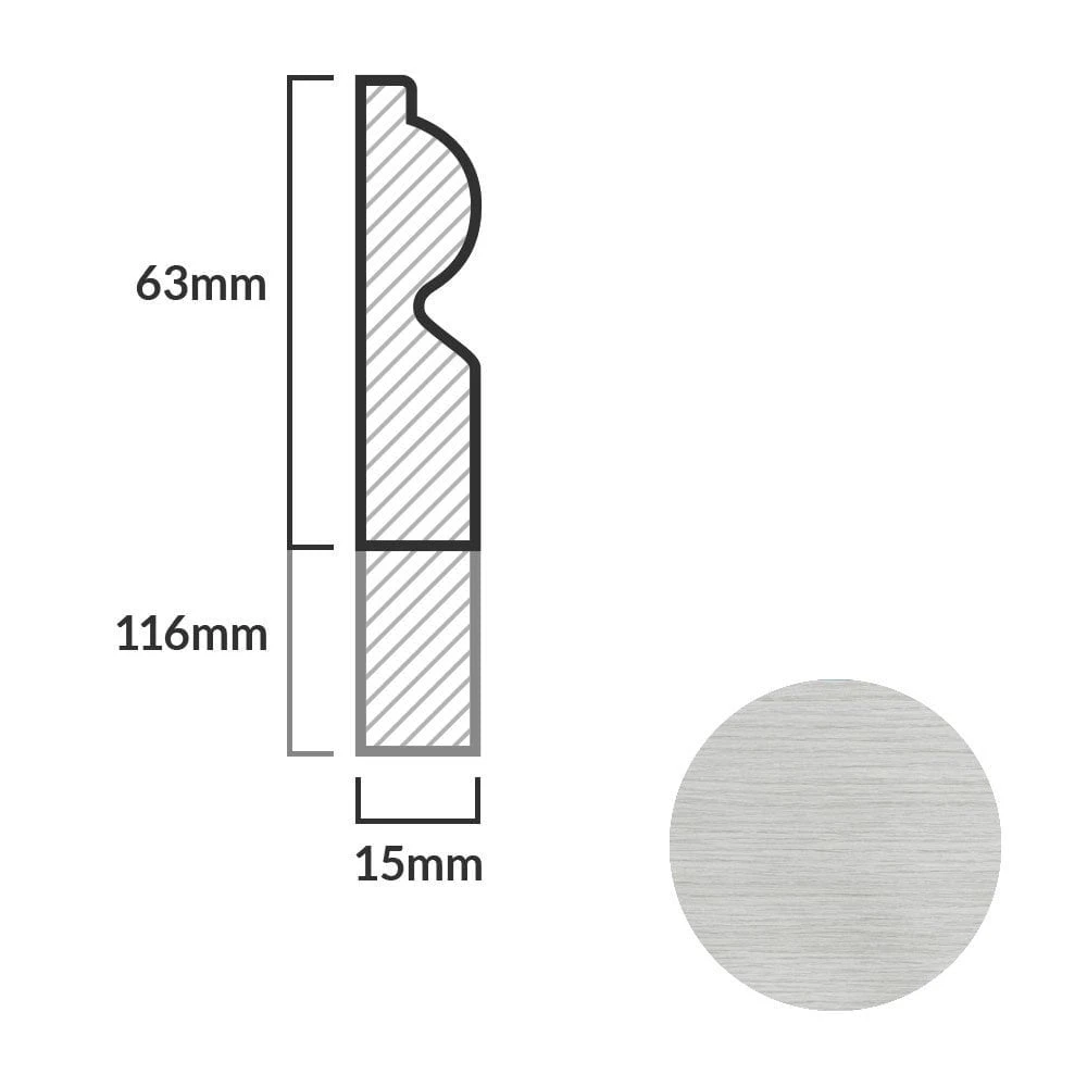 Leader Off-White Torus Laminate Skirting Board (2.4m) 4 Leader Off-White Torus Laminate Skirting Board (2.4m) - Image 2