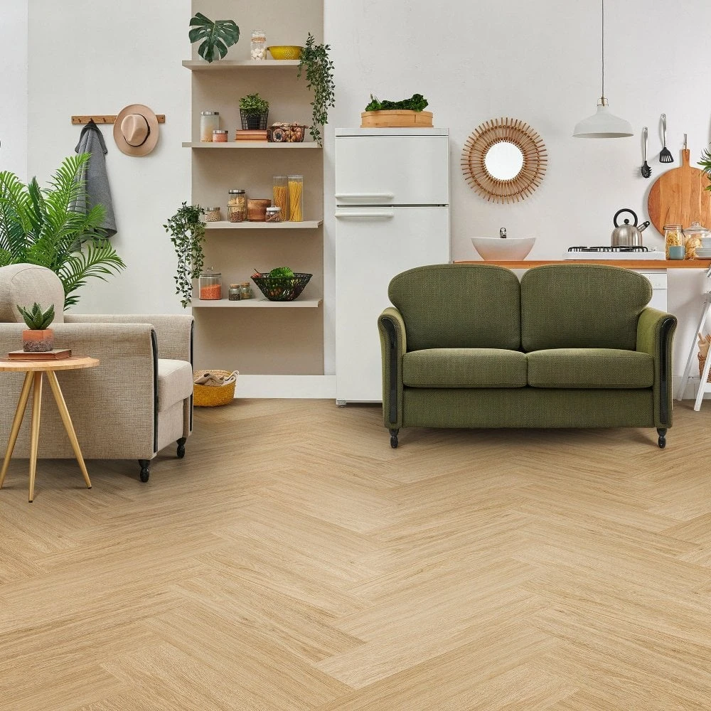 Liberty Floors Prime Oak - Lifestyle SPC Herringbone 5.5mm Rigid Core Vinyl Flooring (307818) 3 Liberty Floors Prime Oak - Lifestyle SPC Herringbone 5.5mm Rigid Core Vinyl Flooring (307818)