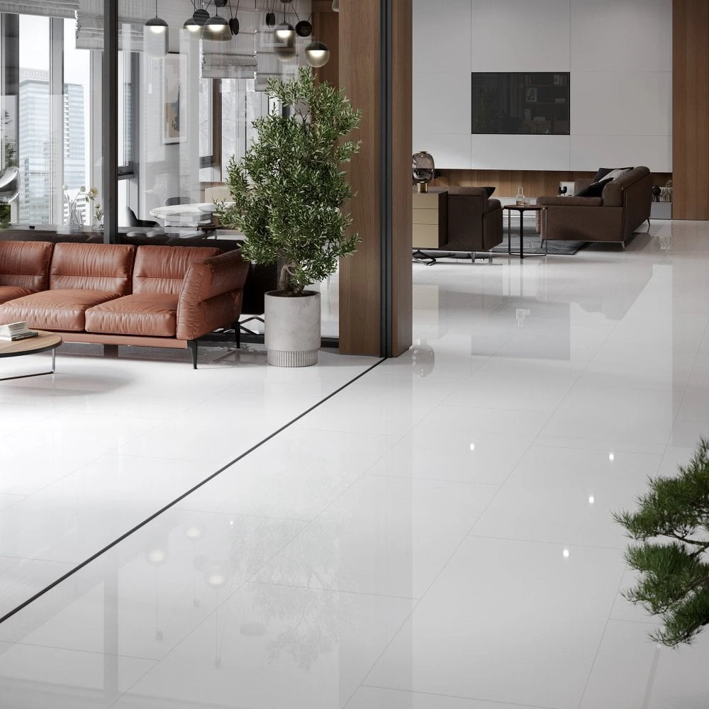 Liberty Floors White - Lustre Stone 8mm High Gloss Laminate Flooring (223770) 7 Liberty Floors White - Lustre Stone 8mm High Gloss Laminate Flooring (223770) - Image 5